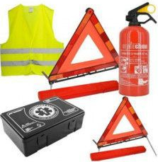 Pachet siguranta auto - trusa medicala 2 triunghiuri omologate E4 stingator vesta 