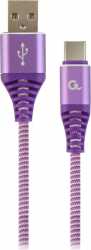 GEMBIRD CC-USB2B-AMLM-2M-VW Gembird Premium cotton braided 8-pin charging and data cable 2m turquoise/whit 