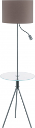 Lampadar textil cu polita EGLO POLICARA 97771 E27 LED 1X60W 380lm 3000K 1630mm Nichel mat taupe alb 