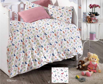 Lenjerie de pat pentru o persoana cu husa de perna dreptunghiulara Kids bumbac satinat gramaj tesatura 120 g/mp multicolor 