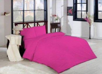 Lenjerie de pat matrimonial cu husa de perna dreptunghiulara London bumbac satinat gramaj tesatura 120 g/mp Roz 