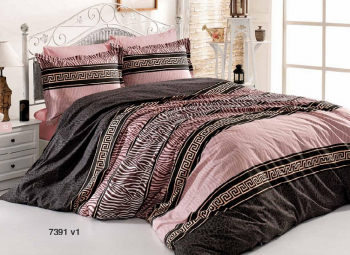 Lenjerie de pat matrimonial cu husa de perna patrata Rose bumbac satinat gramaj tesatura 120 g/mp multicolor 