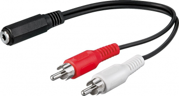 Cablu audio Jack Stereo 2x RCA tata - 3.5mm mama 0.2m 