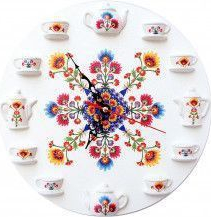 Ceas decorativ de perete cu motiv folk-traditional multicolor CrisArtDeco 1484 