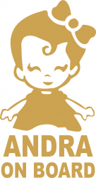 Sticker auto Andra on Board culoare aurie 