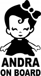 Sticker auto Andra on Board culoare neagra 