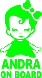 Sticker auto Andra on Board culoare verde 