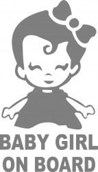 Sticker auto baby girl on board culoare argintie 