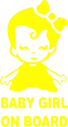 Sticker auto baby girl on board culoare galbena 
