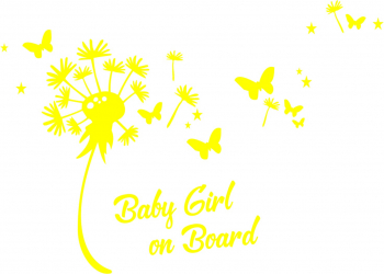 Sticker auto Baby Girl On Board flowers culoare galbena 