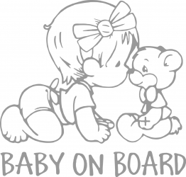 Sticker auto Baby On Board ursulet culoare argintie 