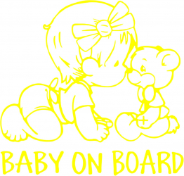 Sticker auto Baby On Board ursulet culoare galbena 