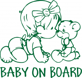 Sticker auto Baby On Board ursulet culoare verde 