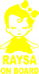 Sticker auto Raysa on Board culoare galben 