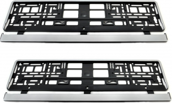 Set 2 bucati suport numar inmatriculare auto plastic ABS plastic ABS tip L culoare rama argintiu 