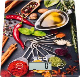 Cantar de bucatarie ECG KV 117 Chilli 5 kg precizie 1g TARA afisaj LCD sticla securizata 3mm 