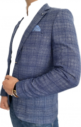 Sacou Barbati PALMIRO ROSSI Albastru Carouri S700 56