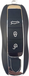 Carcasa cheie Premium compatbil Porsche 3 butoane +1 buton panica negru-crom 