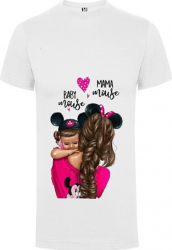 Tricou dama personalizat baby mouse mama mouse alb marime XXL 