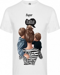 Tricou dama personalizat mom of boys alb marime S 