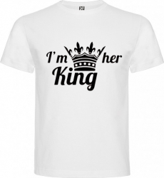 Tricou barbati personalizat her king alb marime M 