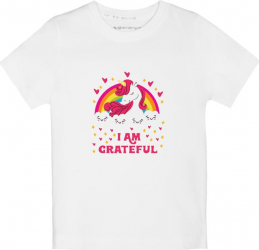 Tricou copii personalizat i am grateful alb marime 5-6 ani 