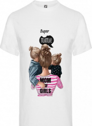 Tricou dama personalizat mom of girls alb marime S 