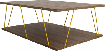 Masuta pentru cafea Rafevi Tars nuc/galben design modern 31 x 60 x 90 cm