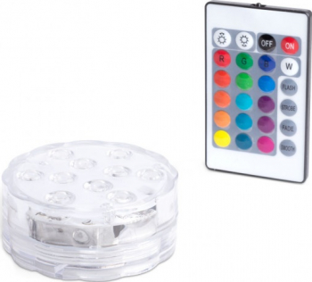 Iluminare piscina cu LED Delight RGB 10 LED-uri IP68 110 lmn 13 culori diametru/inaltime 7 cm/2 4 cm alb