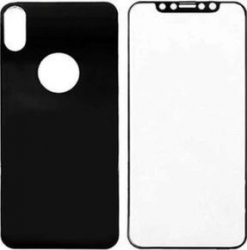 Folie de protectie fata spate tempered glass pentru iPhone X / Xs kit montare Negru-transparent SHO410 