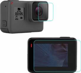 Folie protectie din sticla pentru ecran si obiectiv compatibil cu GoPro Hero 5 6 7 
