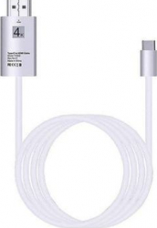 Cablu USB 3.1 Type C la HDMI 4K - Adaptor HUB de tip C pentru video HDMI 2 m pentru dispozitivele cu mufa Tip C Alb SHO667 