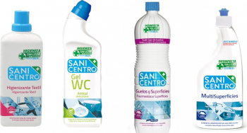 Set Sanicentro- 1x dezinfectant universal 750 ml 1x dezinfectant pardoseli 1.5l 1x Igienizant textil 1L 1x Gel wc igienizant 1L 