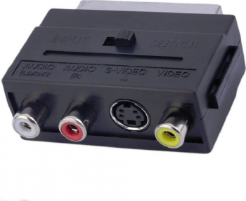 Adaptor Scart - 3RCA+SVHS cu Comutator Adaptor pentru Sisteme Video DVI-I sau DVI-A