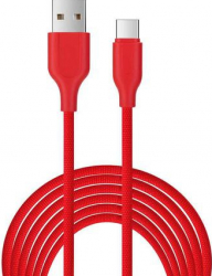 Cablu date / Incarcare USB - USB Type-C ranforsat 1m Rosu SHO582 