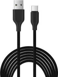 Cablu de incarcare/Cablu de date Type-C 1M lungime ranforsat Negru SHO1026 