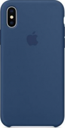 Husa protectie spate cu logo Apple pentru iPhone X silicon albastru SHO033 
