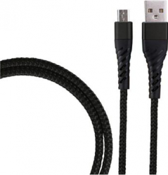 Cablu de incarcare/transfer date USB la USB-C / Type-C lungime 1M ranforsat Negru SHO1384 