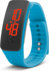 Ceas digital siliconic Delight unisex 50 x 20 x 12 mm lungime curea 185 mm catarama crom albastru 