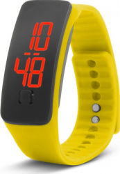 Ceas digital siliconic Delight unisex 50 x 20 x 12 mm lungime curea 185 mm catarama crom galben