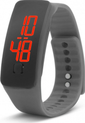 Ceas digital siliconic Delight unisex 50 x 20 x 12 mm lungime curea 185 mm catarama crom gri 