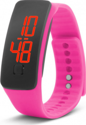 Ceas digital siliconic Delight unisex 50 x 20 x 12 mm lungime curea 185 mm catarama crom magenta 