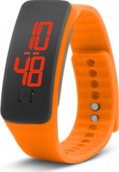 Ceas digital siliconic Delight unisex 50 x 20 x 12 mm lungime curea 185 mm catarama crom portocaliu