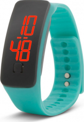 Ceas digital siliconic Delight unisex 50 x 20 x 12 mm lungime curea 185 mm catarama crom turcoaz 