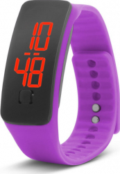 Ceas digital siliconic Delight unisex 50 x 20 x 12 mm lungime curea 185 mm catarama crom violet 
