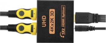 Adaptor digital multiport 4k HDMI 1input x 2 output compatibil cu display-uri 3D Negru SHO1476 
