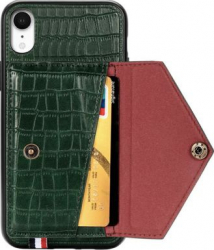 Husa Piele cu Buzunar Card pentru iPhone XS capac de protectie carcasa bumper Verde SHO1467 