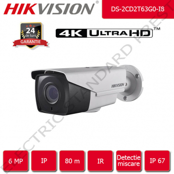 Camera de supraveghere Hikvision IP 80 m IR Ultra HD 6 Megapixel 4K 2.8 mm exterior 