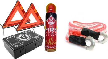 KIT auto obligatoriu Premium Motor Starter - Trusa Medicala 2xTriunghiuri Stingator Tip Spray sufa remorcare 