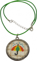 Pandantiv cu broderie - Umbrela Amma Design multicolor 3 cm 
